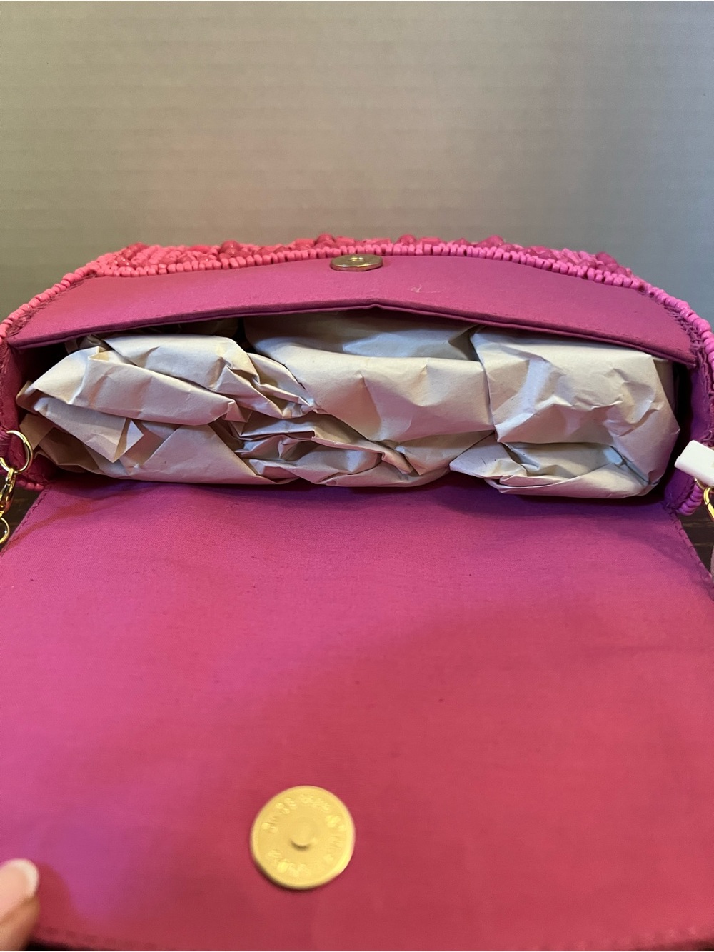 Pink Beaded Chain Shoulder Bag - - Picture 3 of 3